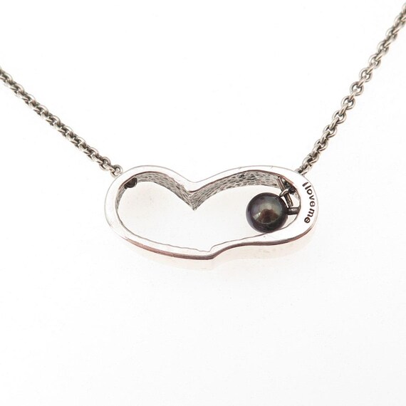 Be Well with Arielle 925 Sterling Silver Vintage Real Pearl Heart Necklace 18" View 4
