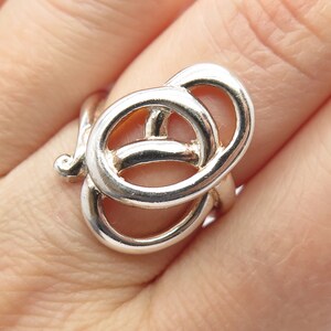 925 Sterling Silver Vintage Swirl Abstract Ring Size 6 3/4