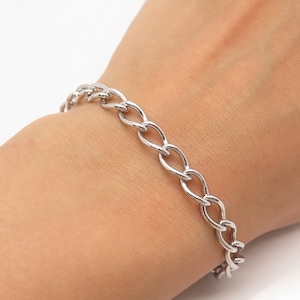 925 Sterling Silver Vintage Cable Link Bracelet 6.75&quot;