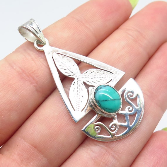 925 Sterling Silver Vintage Real Turquoise Gemsto… - image 1