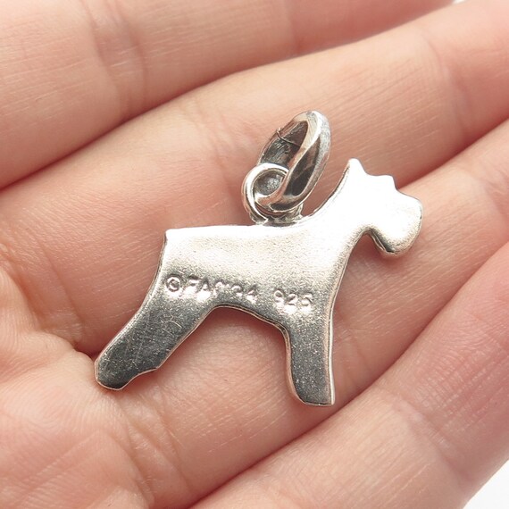 925 Sterling Silver Vintage Ribbed Dog Pendant - image 2