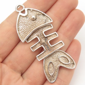 925 Sterling Silver Vintage Fish Skeleton Design Pendant