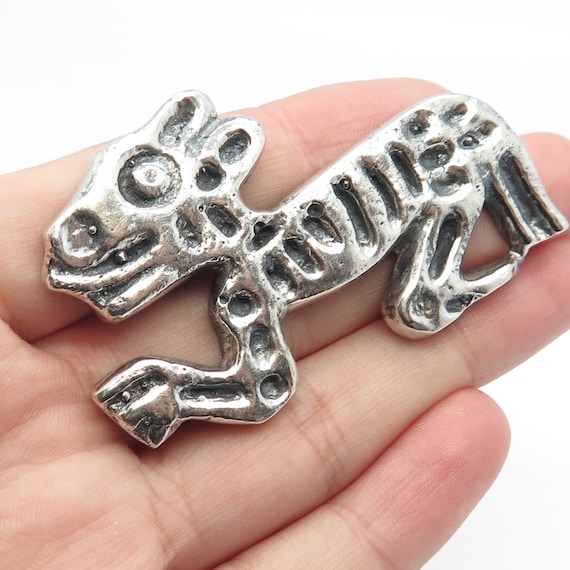 925 Sterling Silver Vintage Tribal Pin Brooch - image 1