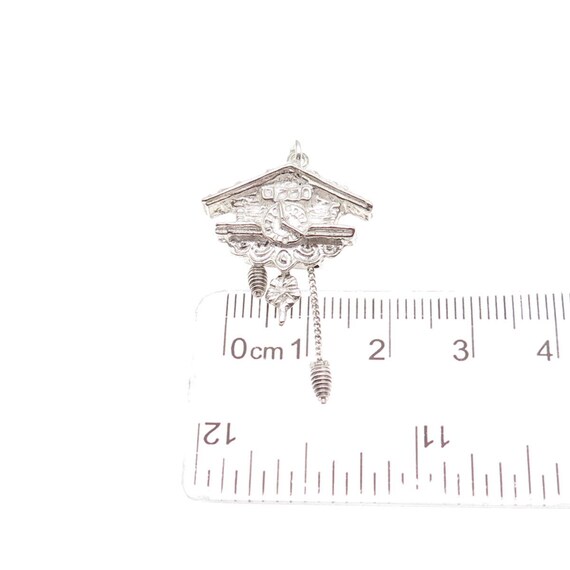 800 Silver Vintage European Cuckoo Clock Mini Charm Pendant View 4