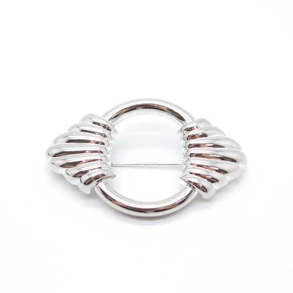 925 Sterling Silver Vintage Ribbed Modernist Pin … - image 4