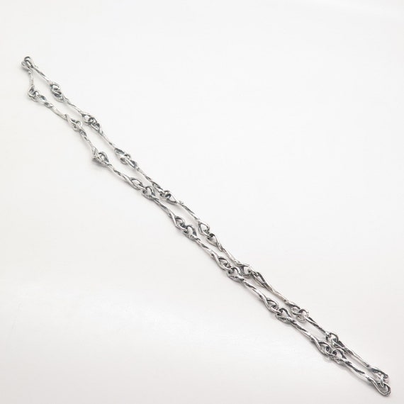 925 Sterling Silver Vintage Twisted Bar Chain Nec… - image 3