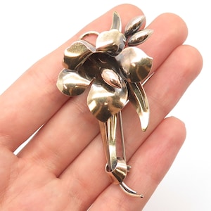 1/20 12K Gold Filled and Silver Vintage Carl Art Floral Pin Brooch