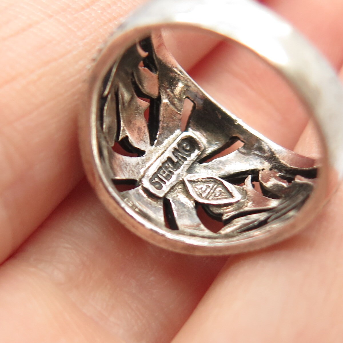 Bague Cocktail Ancienne En Argent 925 Avec Marcassites - Taille 57, Style Vintage, Origine France, Occasion