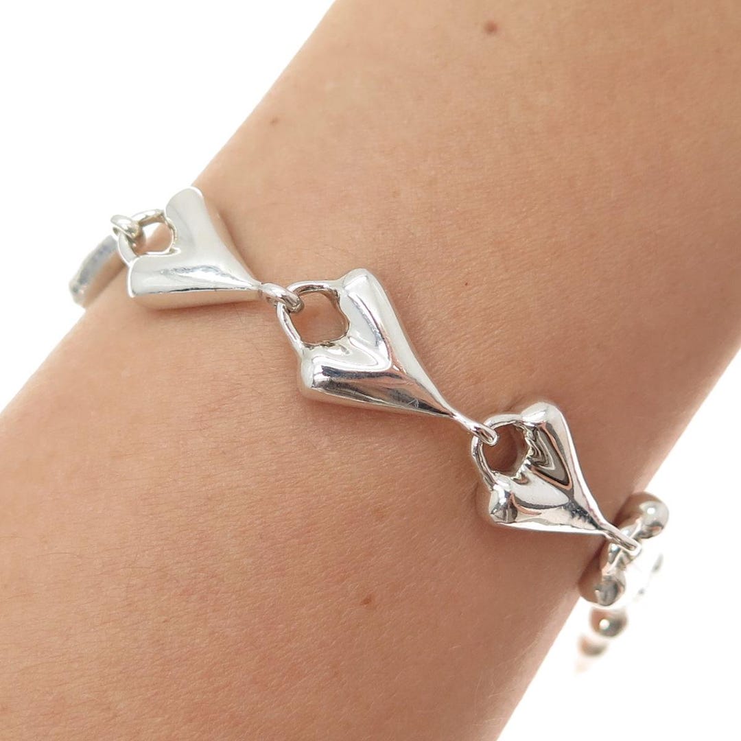 ROBERT LEE MORRIS 925 Sterling Silver Vintage Modernist Heart Link