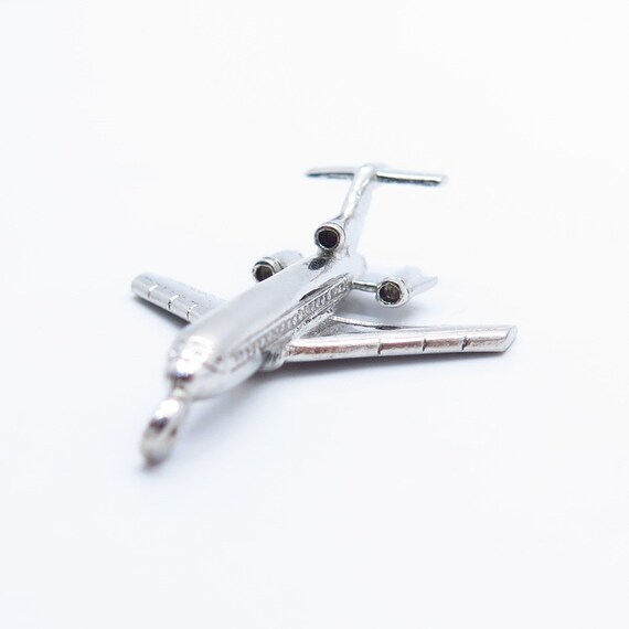 925 Sterling Silver Vintage Wells Airplane Pendant - image 5