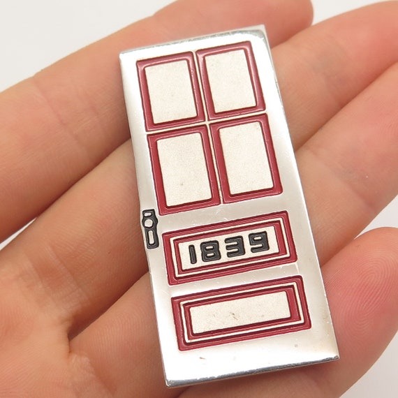 925 Sterling Silver Antique Mexico Enamel "1839" … - image 1