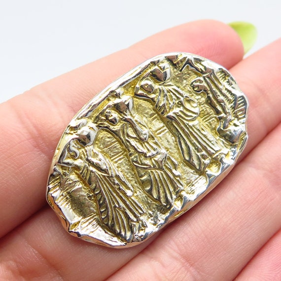 835 Silver Vintage Egyptian Theme Pin Brooch