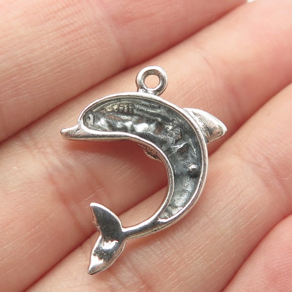925 Sterling Silver Vintage Friendly Dolphin Pend… - image 3