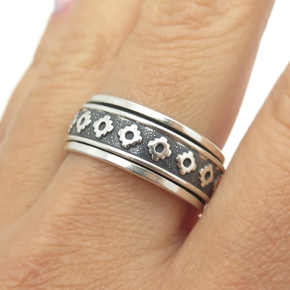 950 Silver Vintage Aztec Symbol Rotating Band Ring Size 10.25 - Etsy