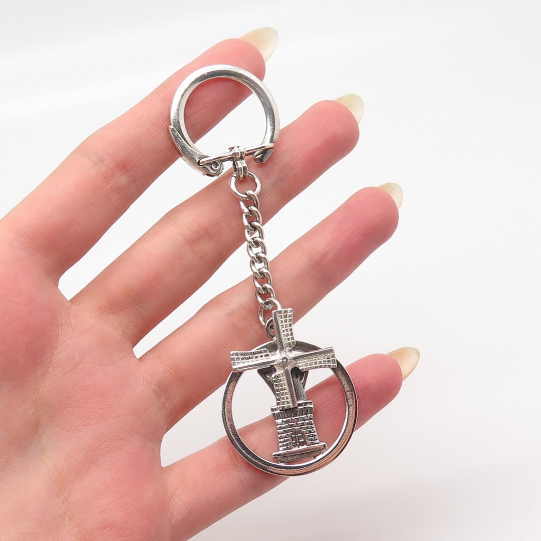 Key Ring Windmill 925 Sterling Silver Vintage Holland Herbert Hooijkaas Windmill Key ...