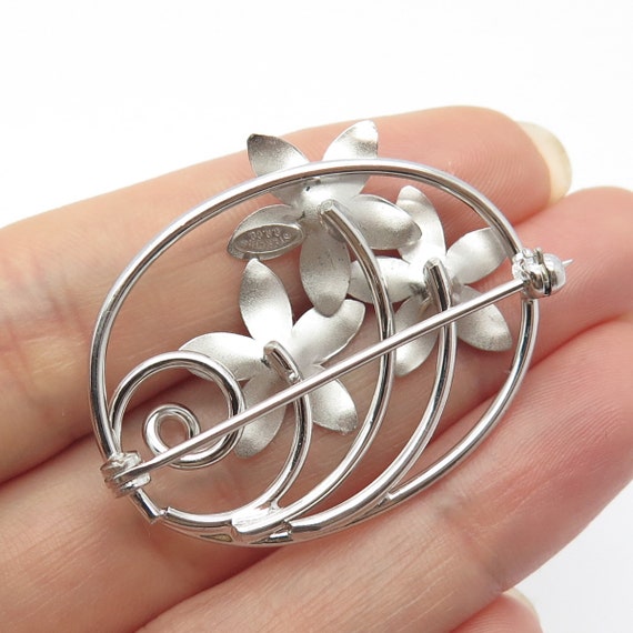 925 Sterling Silver Antique C. R. Co Floral Pin B… - image 2
