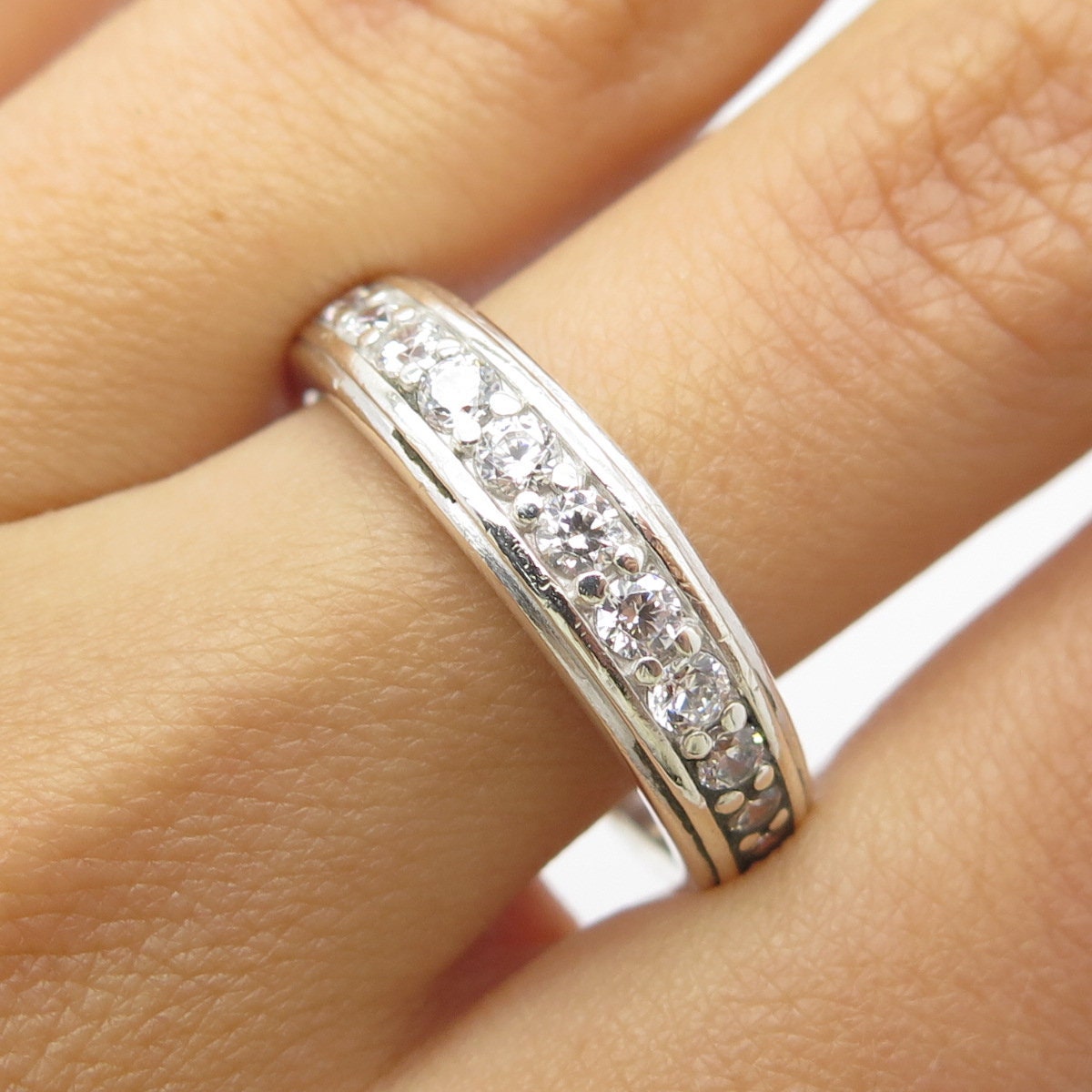 925 Sterling Silver Vintage C Z Band Ring Size 9.75 - Etsy