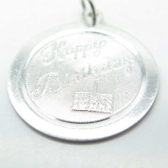 925 Sterling Silver Vintage Happy Birthday Round … - image 7