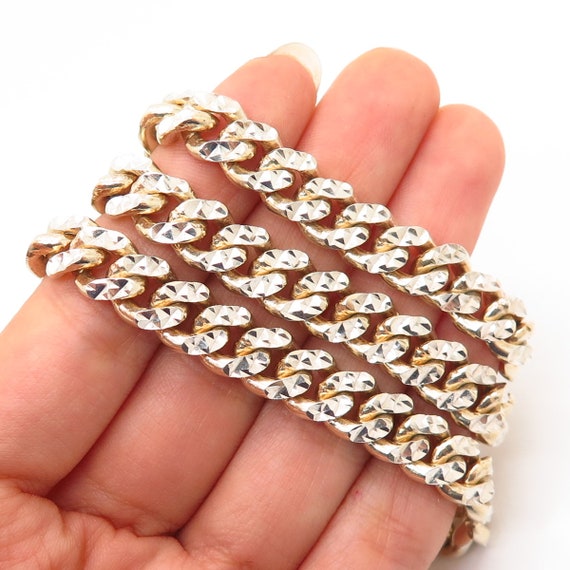 925 Sterling Silver Gold Plated Thick Heavy Textu… - image 1