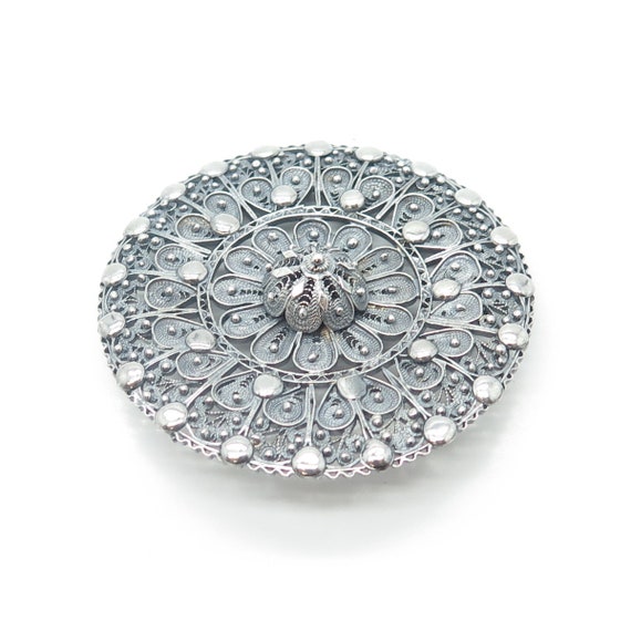925 Sterling Silver Antique Art Deco Filigree Pin… - image 6