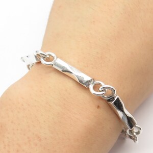 925 Sterling Silver Vintage Mexico Bar Link Bracelet 7.5"