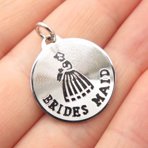 925 Sterling Silver Vintage &quot;Brides Maid&quot; Round Pendant