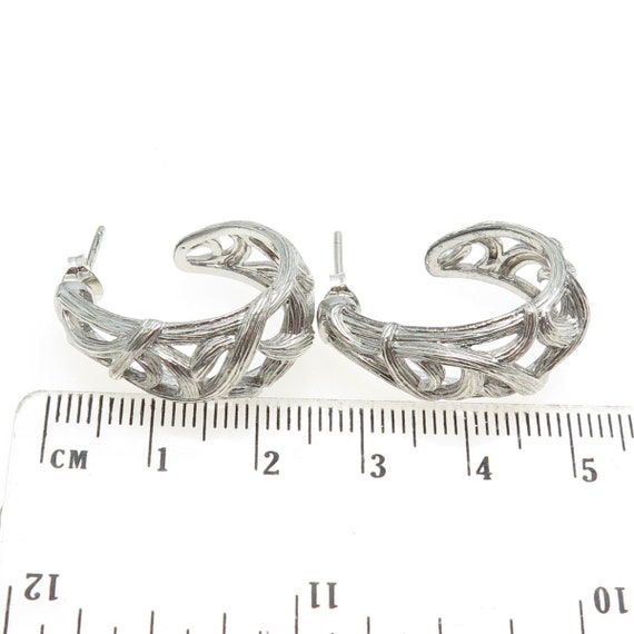 ARIVA 925 Sterling Silver Vintage Ornate Hoop Earrings View 3