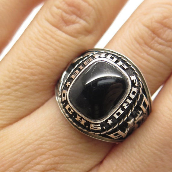 JOSTEN 925 Sterling Silver Vintage Black Onyx Gem 