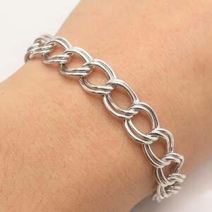 925 Sterling Silver Vintage Cable Link Bracelet 7.5&quot;