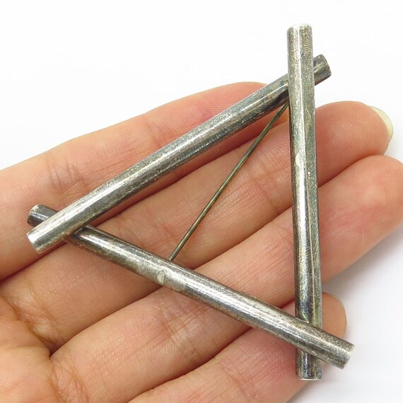 Vtg Mexico 925 Sterling Silver Modernist Triangle