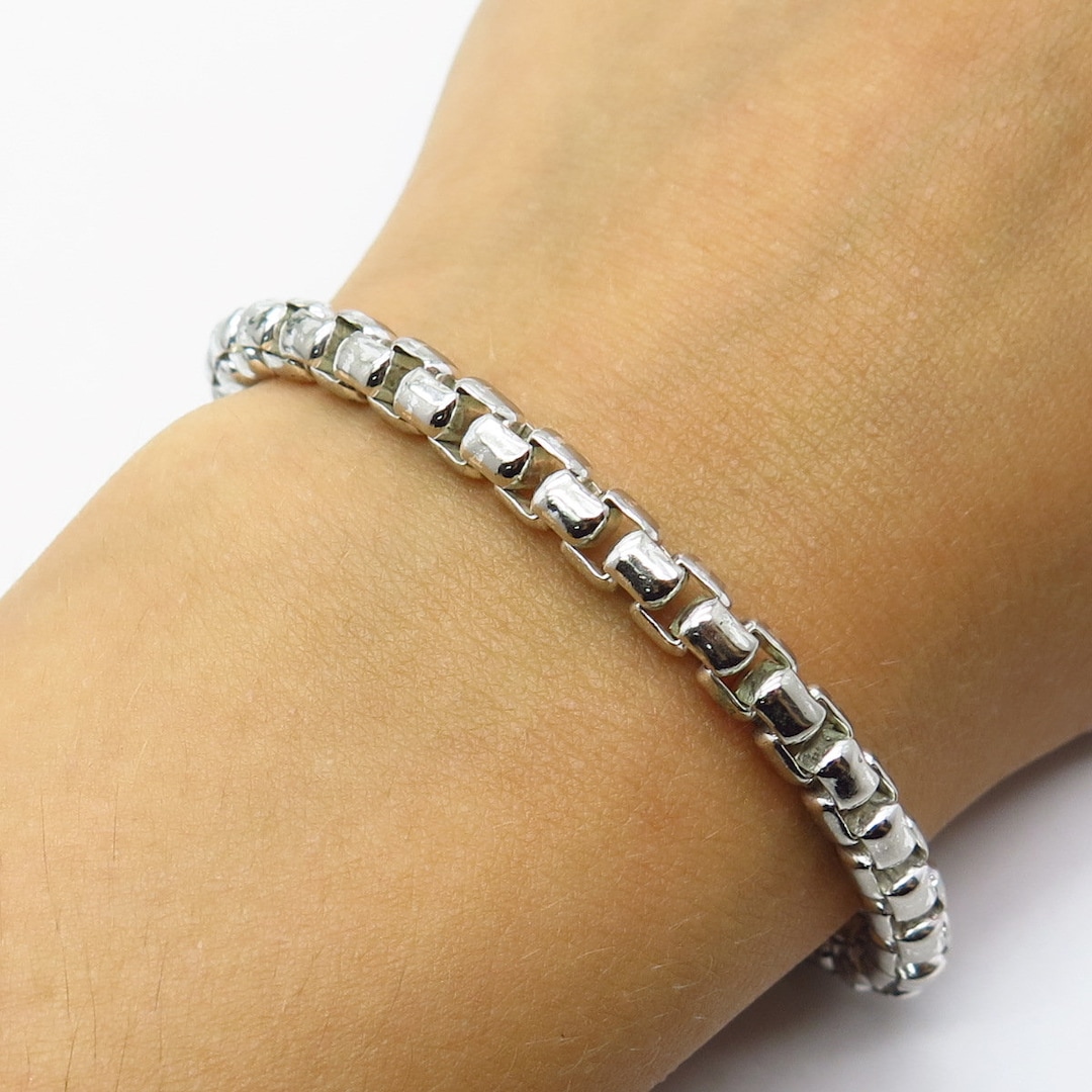925 Sterling Silver Vintage Italy Box Link Bracelet 7.75 925 Sterling Silver Vintage Italy Box Link Bracelet 7.75