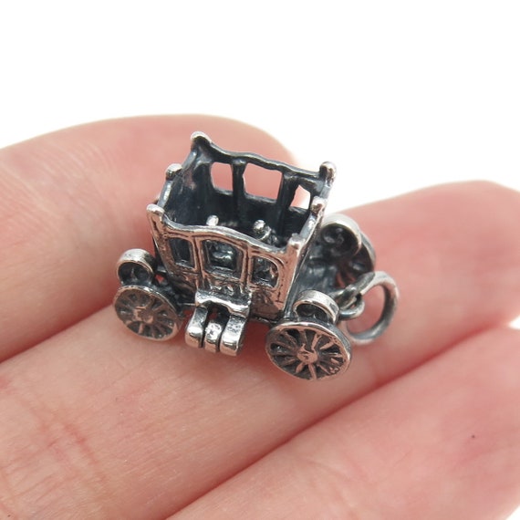 925 Sterling Silver Antique Art Deco Carriage Mov… - image 2