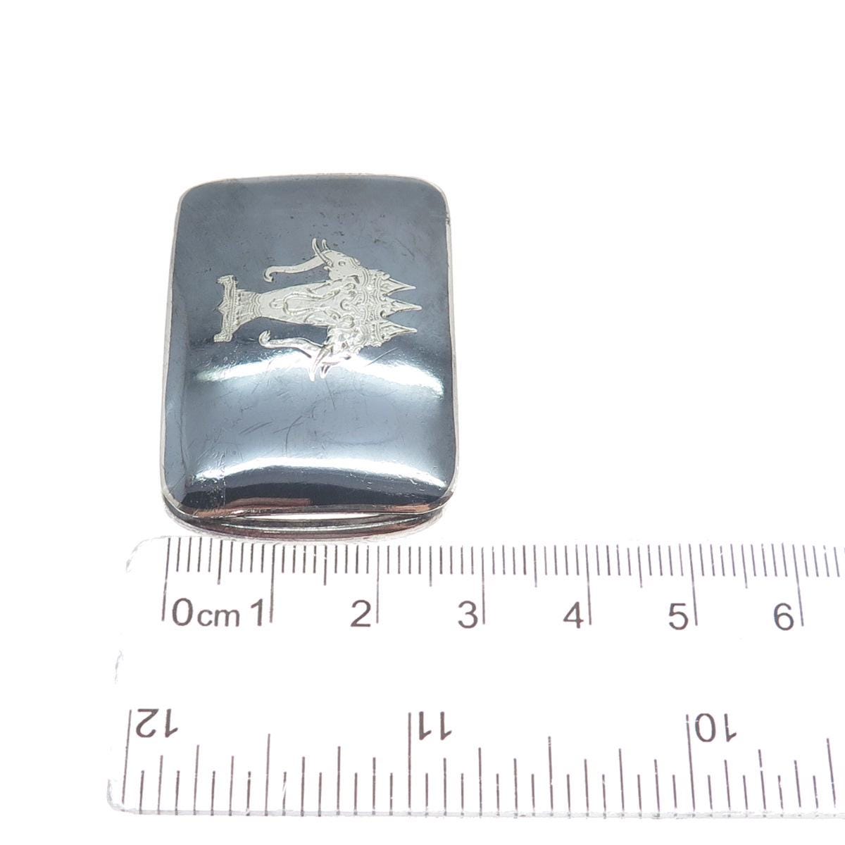 ALEX & CO. 925 Sterling Silver Antique Siam Niello Elephant 