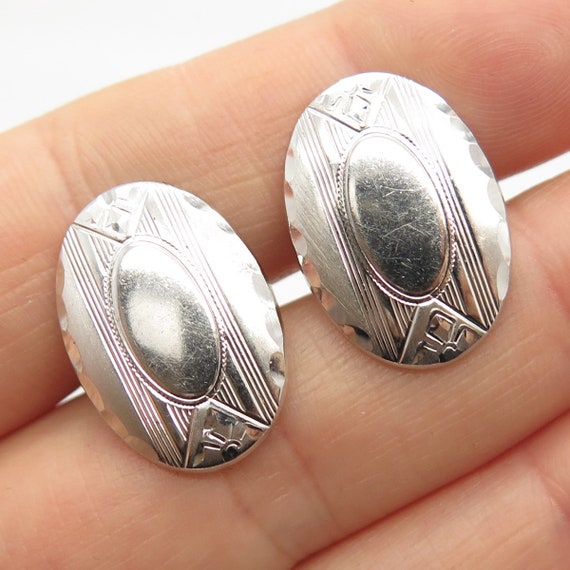 925 Sterling Silver Vintage Anson Textured Oval C… - image 1