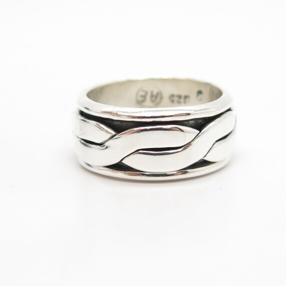 925 Sterling Silver Vintage Braided Rotating Band… - image 2