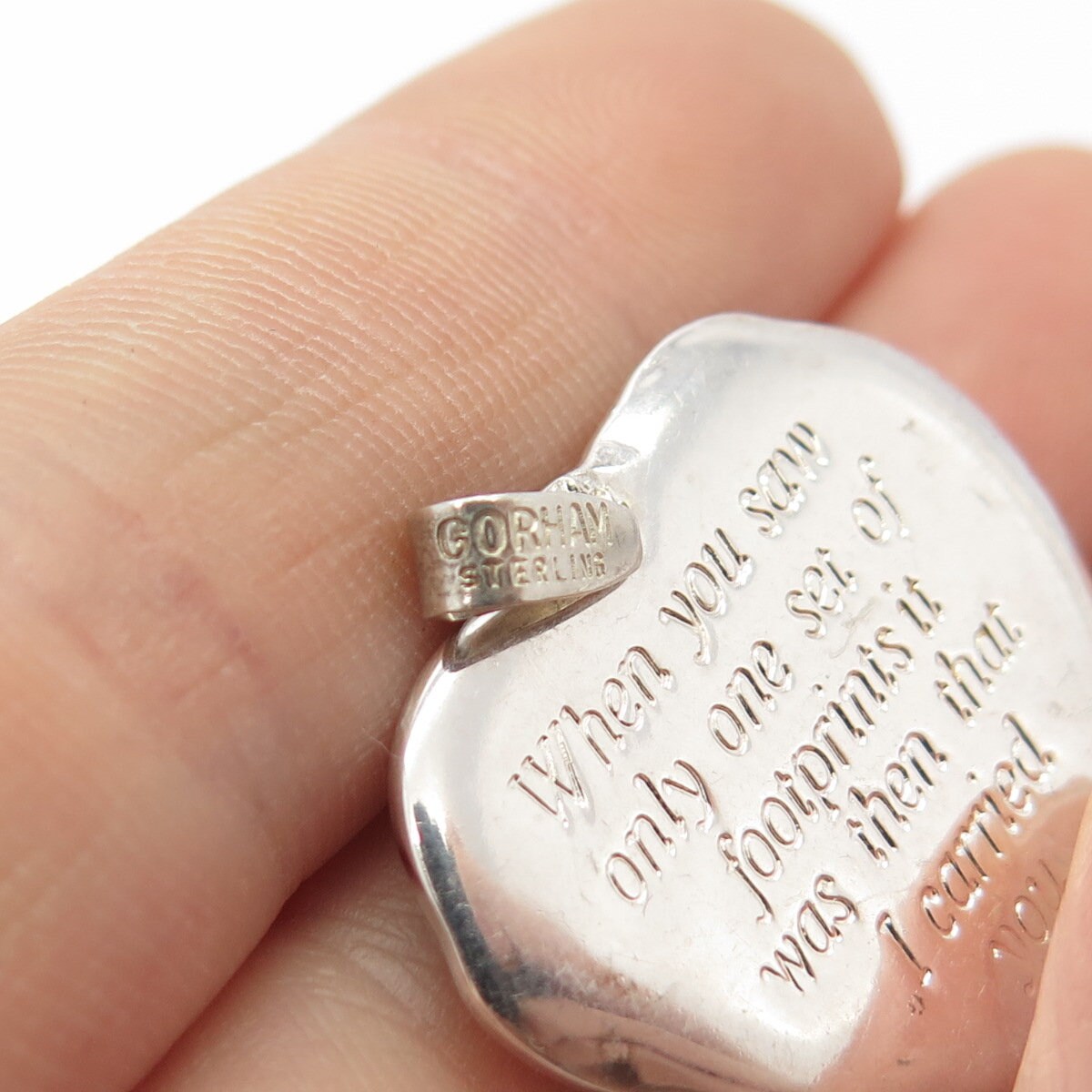 925 Sterling Silver 2-tone Vintage Gorham Ribbed Heart