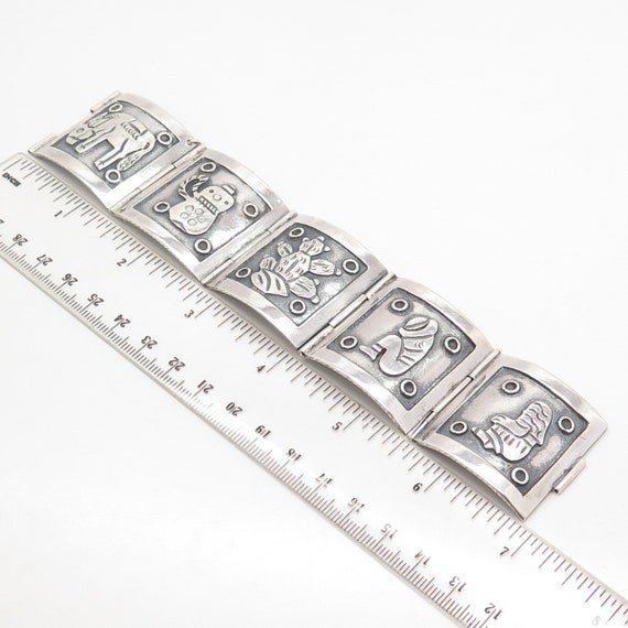 925 Sterling Silver Vintage Mexican Storyteller Wide Panel Link
