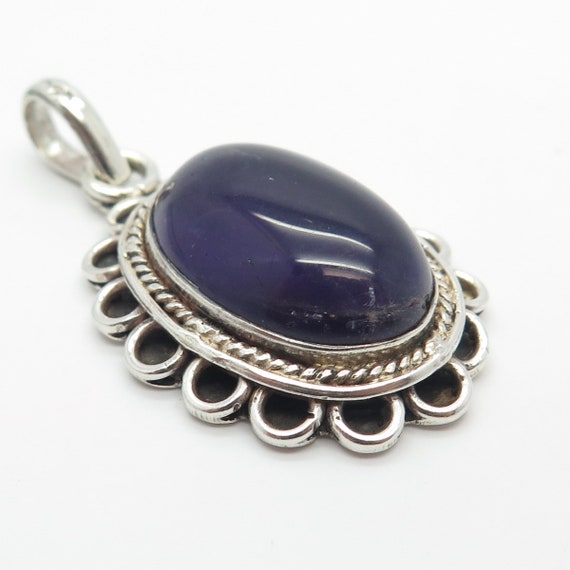 925 Sterling Silver Vintage Real Amethyst Gem Ova… - image 4