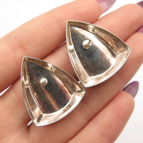 925 Sterling Silver Vintage Modernist Earrings - image 2