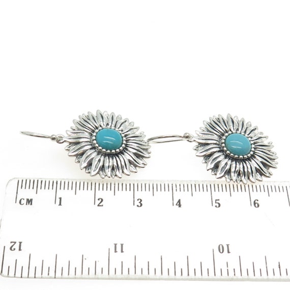 925 Sterling Silver Vintage Real Turquoise Flower… - image 3