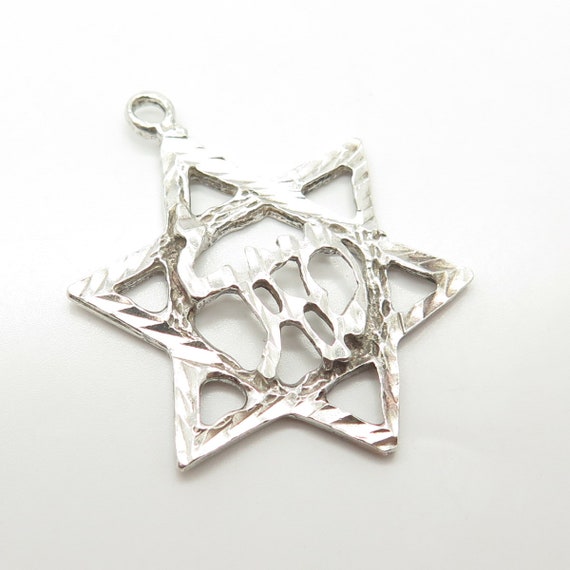 925 Sterling Silver Vintage Star of David Judaica… - image 4