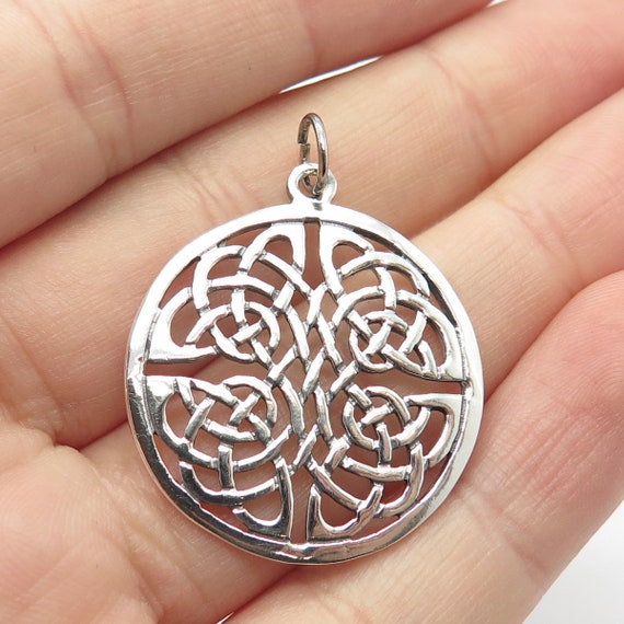 925 Sterling Silver Vintage Celtic Charm Pendant - image 1