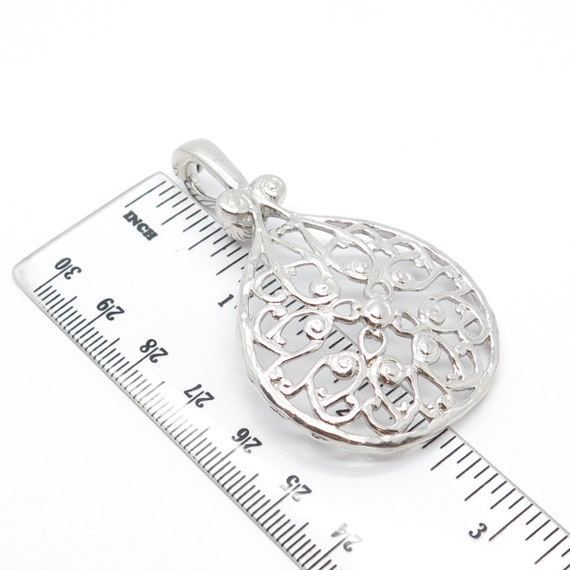 925 Sterling Silver Vintage Ornate Pendant - image 4