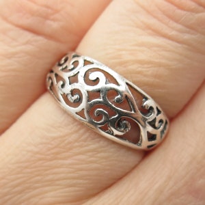 925 Sterling Silver Vintage Swirl / Ornate Ring Size 6 3/4