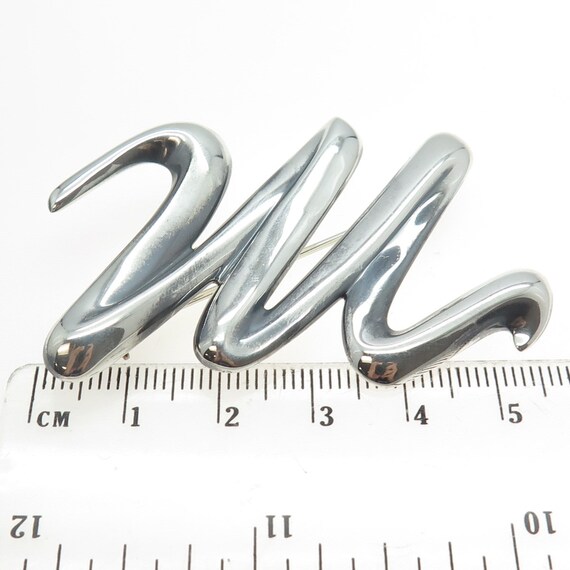 925 Sterling Silver Vintage Modernist Letter "M" … - image 3