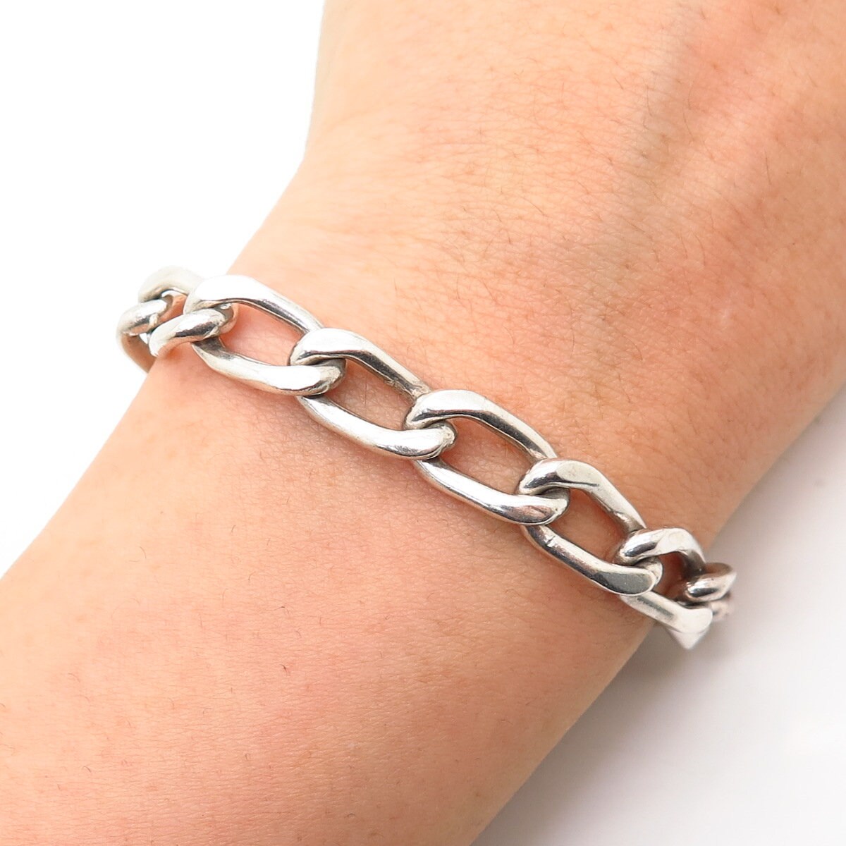 925 Sterling Silver Vintage Mexico Elongated Link Bracelet 6 925 Sterling Silver Vintage Mexico Elongated Link Bracelet 6