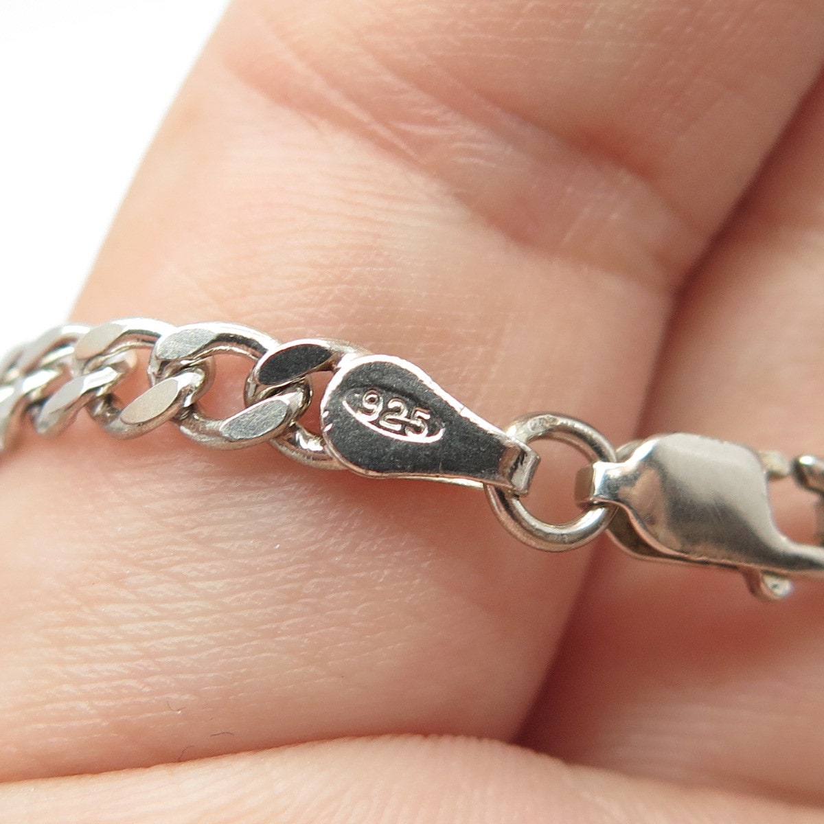 925 Sterling Silver Vintage Italy Cable Link Bracelet 7.25