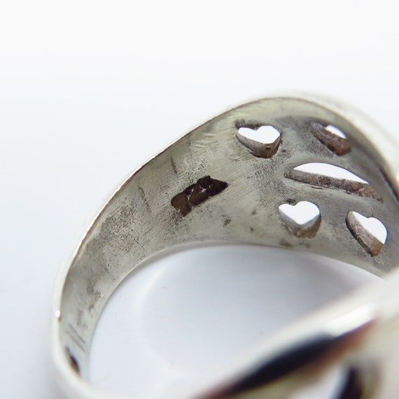 925 Sterling Silver Vintage Heart Crossover Ring … - image 5