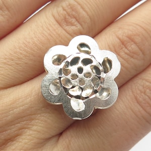 925 Sterling Silver Vintage Italy IBB Floral Ring Size 9