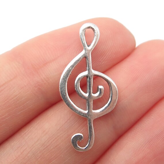 925 Sterling Silver Vintage Treble Clef Music Pen… - image 1